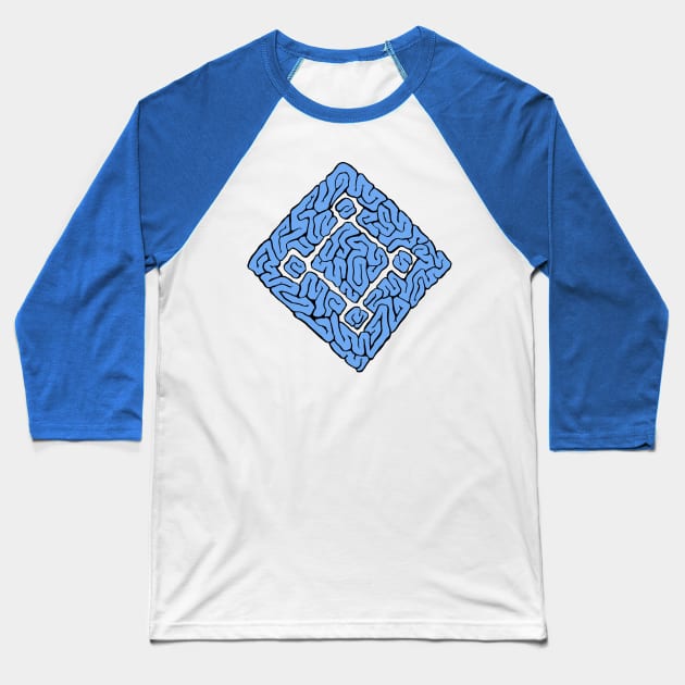 square brain blue Baseball T-Shirt by EvanBright